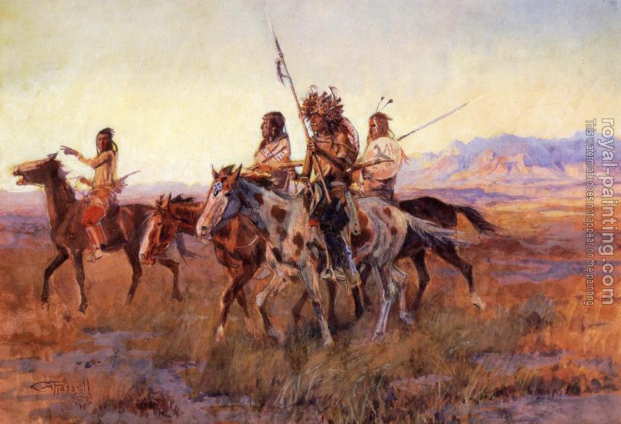 Charles Marion Russell : Four Mounted Indians